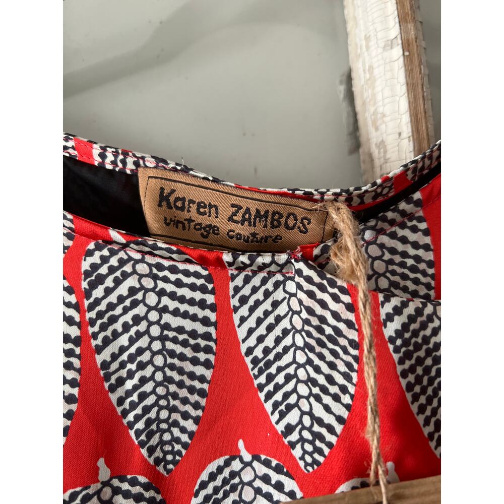 NWT Karen Zambos size medium leaf pattern mini dress - Picture 2 of 3